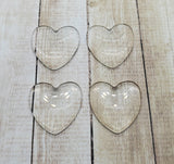 25mm Heart Shaped Glass Cabochons (4) - L1090