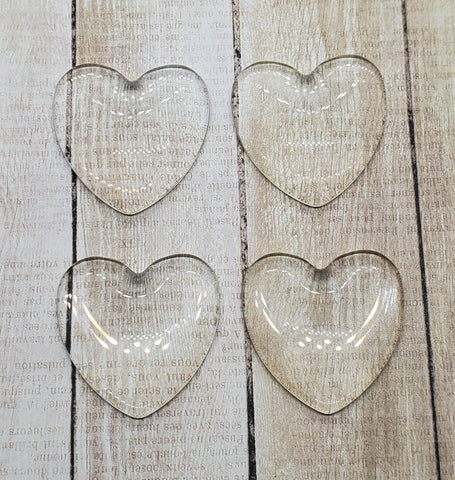 25mm Heart Shaped Glass Cabochons (4) - L1090