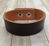 Brown PU Leather Cuff Bracelet With Snaps Finding (1) - L1129