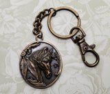 Large Antique Brass Horse Pendant Key Chain Charm (1) - L1157