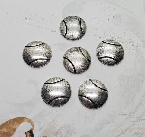 Antique Silver Tennis Ball Stampings (6) - L1184