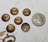 Antique Bronze Basketball Stampings (6) - L1186
