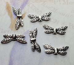 Double Sided Antique Silver Dragonfly Wing Beads Spacers (6) - L1201