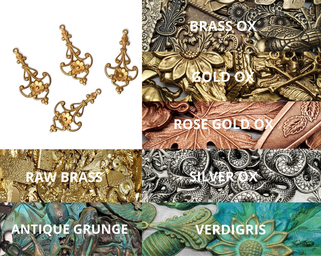 Brass Ornate Floral Charms x 4 - 5353S.
