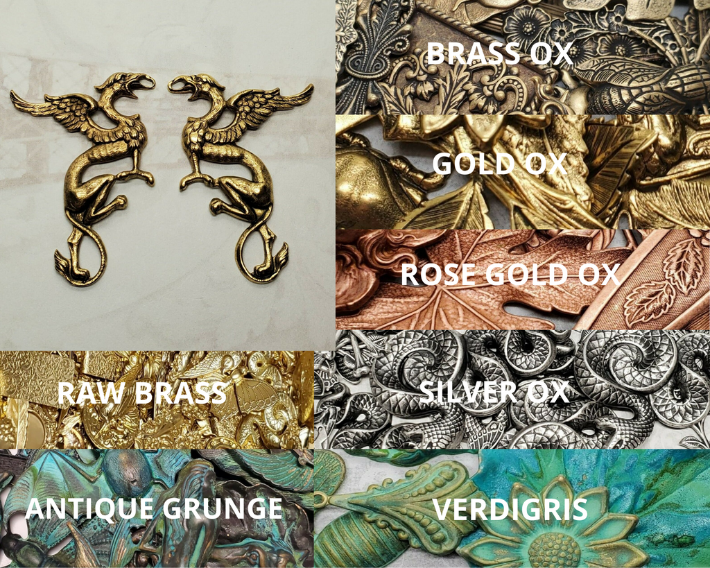 Brass Dragon Griffin Stampings x 2 - 8498FFA-8499FFA.