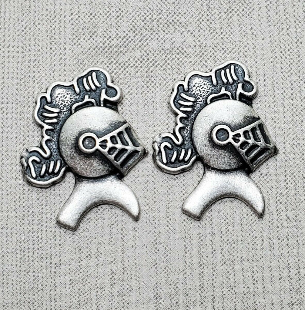 Small Oxidized Silver Knight Head Stampings (2) - SOSG8628