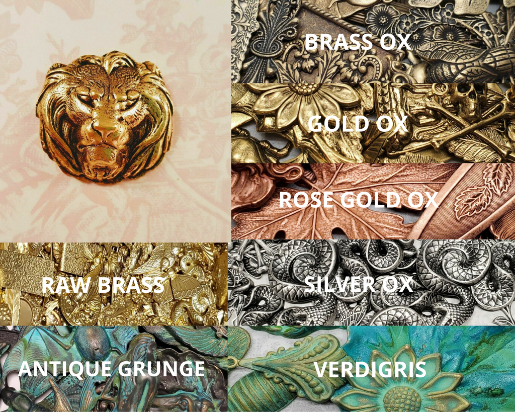 Large Brass Lion Head Stamping - 3817FF.