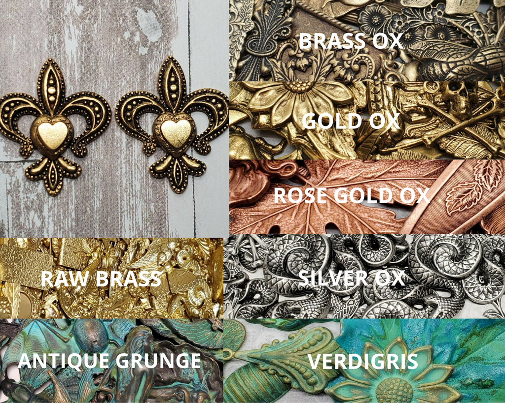 Brass Ornate Fleur De Lis Findings x 2 - 3856S.