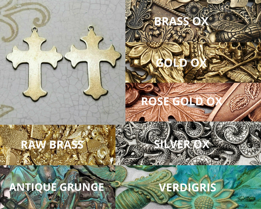Brass Gothic Cross Charms x 2 - 6678RSG.