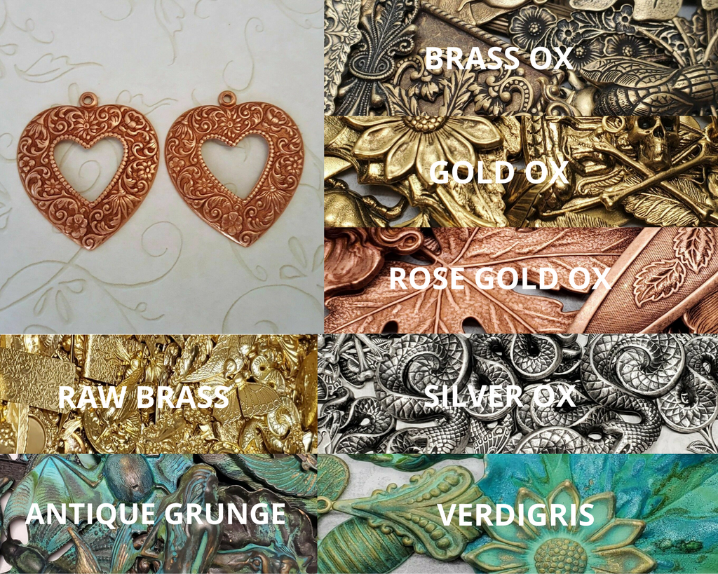 Brass Ornate Heart Charms x 2 - 372-7FFA.