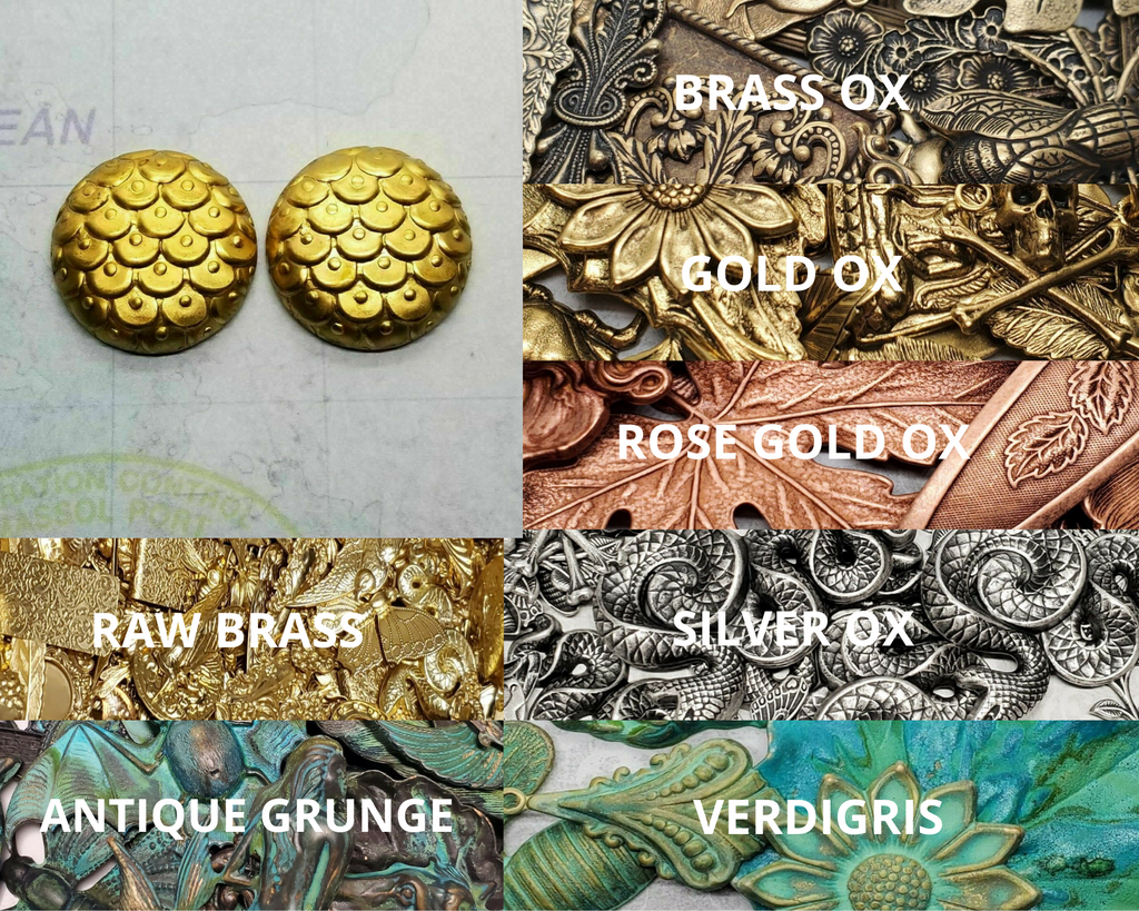 Brass Dragon Egg Mermaid Scales Findings x 2 - 6258RAT.