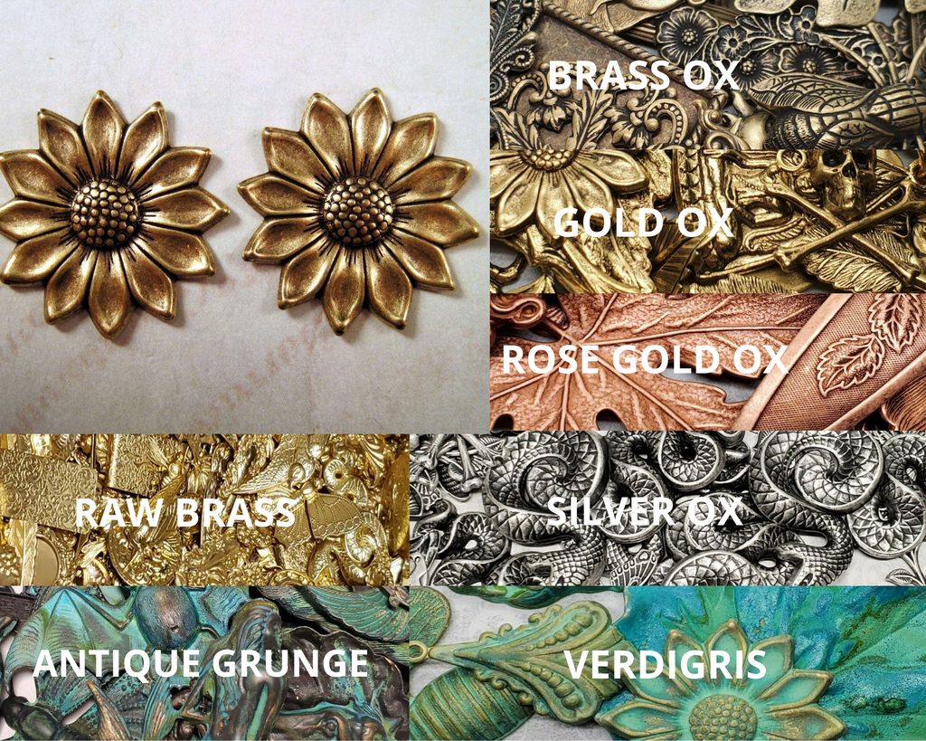 Brass Sunflower Stampings x 2 - 8701S.