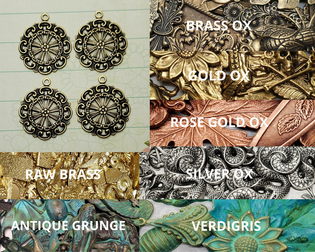 Brass Ornate Fancy Charms x 4 - 0780-1FF.