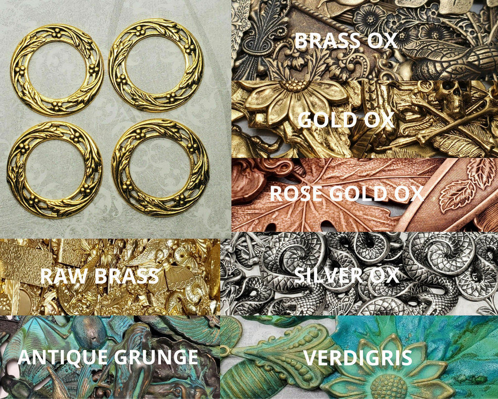 Brass Ornate Wreath Findings x 4 - 5966S.