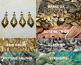 Brass Ornate Fancy Charms x 4 - 1172S.