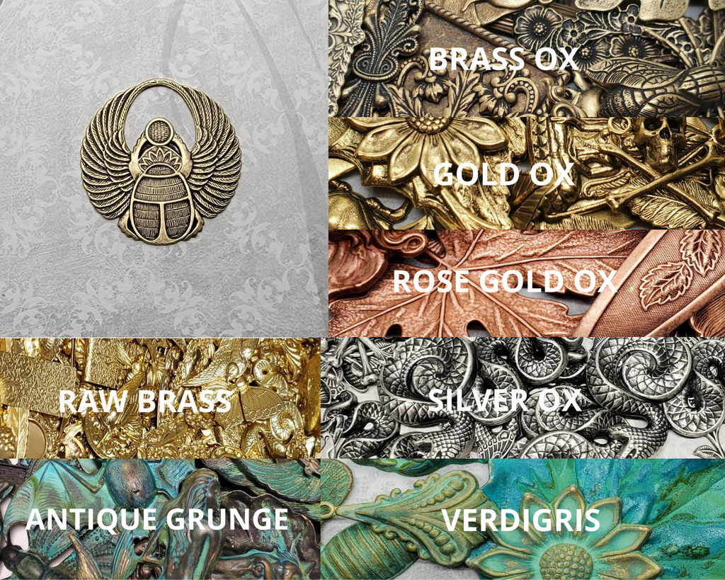 X Large Brass Scarab Stamping x 1 - 2526FF.