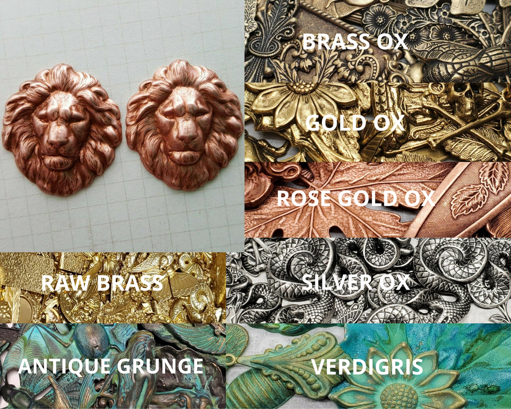 Brass Lion Head Stampings x 2 - 7857SG.