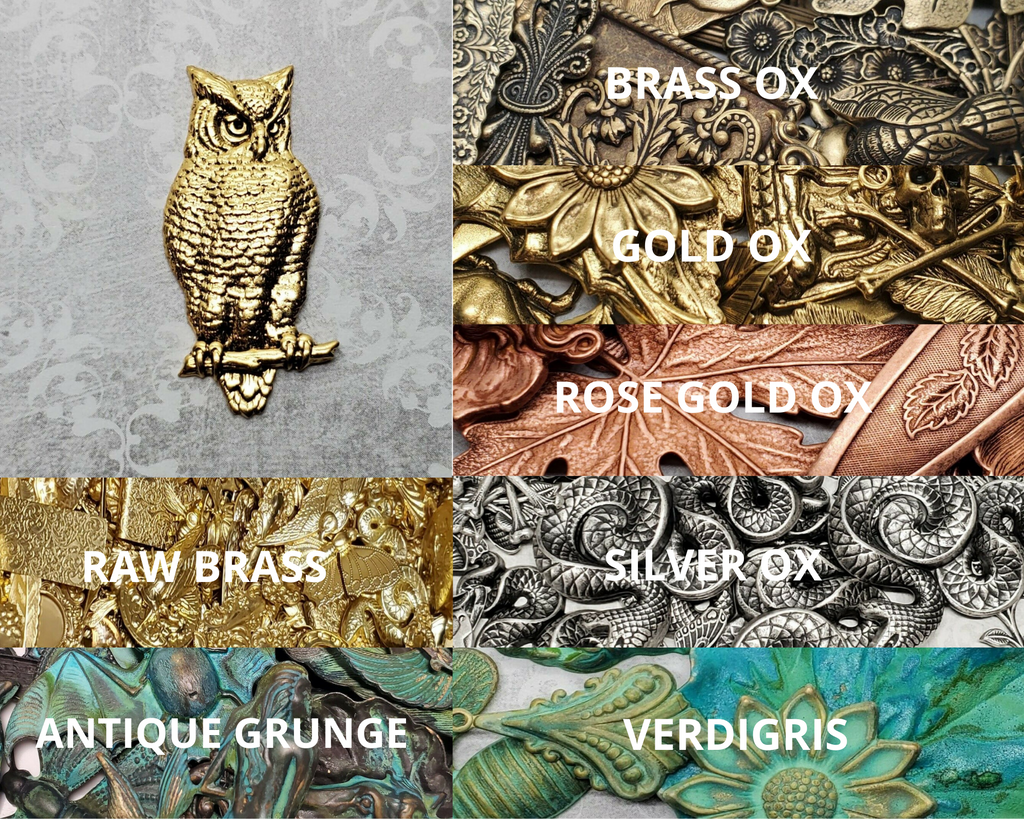 Large Brass Owl Stamping - 6076GB.