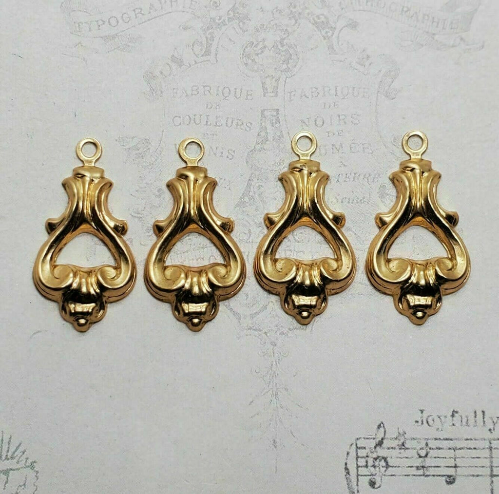 Brass Ornate Charms x 4 - 841RAT