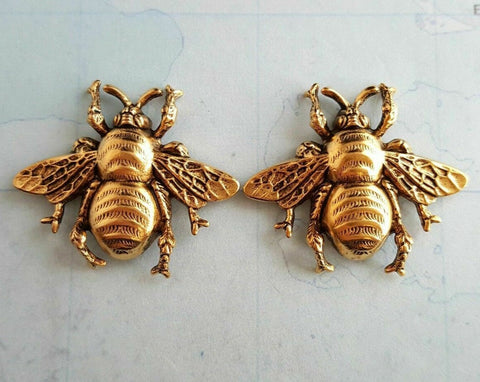 Small Brass Bee Stampings x 2 - 8987FFA.