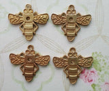 Raw Brass Bee Charms (4) - S2510