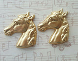 Large Brass Horse Heads x 2 - 6480RAT.