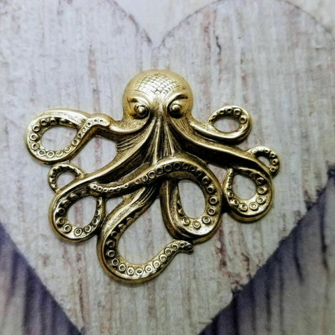 Large Brass Octopus Stamping x 1 - 4920S.