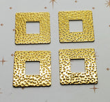 Raw Hammered Brass Square Stampings (4) - BF7