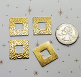 Raw Hammered Brass Square Stampings (4) - BF7