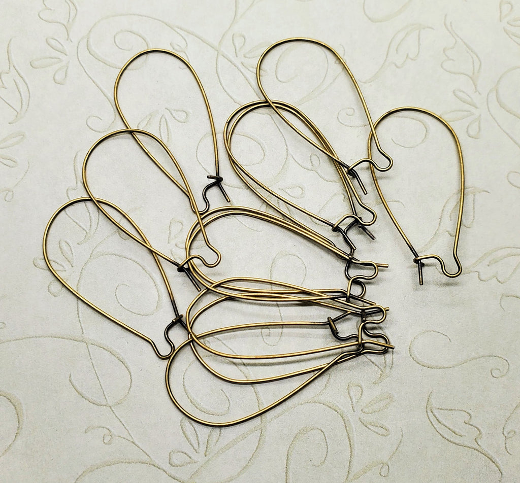 Oxidized Brass Kidney Ear Wires (12) - BOBF13