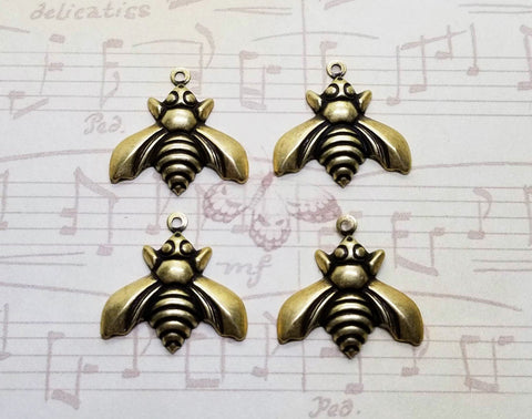 Oxidized Brass Bee Charms (4) - BOE2621XL