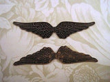 Small Solid Oxidized Brass Plated Wing Stampings (2) - BOFF2528 Jewelry Finding
