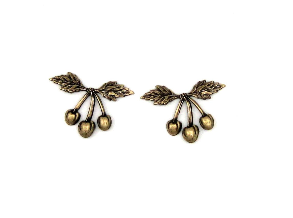 Small Oxidized Brass Cherry Cluster Stampings (2) - BOFFA8582 Jewelry Finding