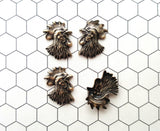 Small Oxidized Brass Rooster Head Stampings (4) - BOFFA9550-BOFFA9551