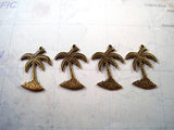 Small Oxidized Brass Palm Tree Charms (4) - BOGB7048 Jewelry Finding