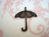 Solid Oxidized Brass Plated Umbrella Charm Stampings (1) - BOS2317