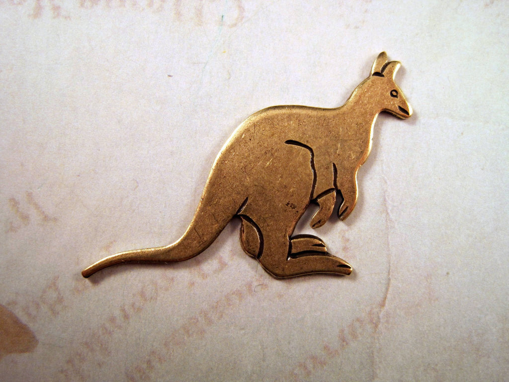 Large Oxidized Brass Kangaroo Stamping (1) - BOS3256 Jewelry Finding