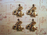 Oxidized Brass Plated Bunny Charm Stampings (4) - BOS4852-1 Jewelry Finding