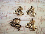 Oxidized Brass Plated Bunny Charm Stampings (4) - BOS4852-1 Jewelry Finding