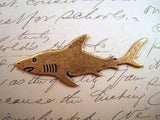 Solid Oxidized Brass Plated Shark Stamping (1) - BOS5524