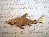 Solid Oxidized Brass Plated Shark Stamping (1) - BOS5524