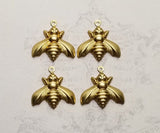 Raw Brass Bumble Bee Charms (4) - E122621XL