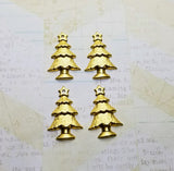 Small Raw Brass Christmas Tree Stampings With Hole (4) - EF2541