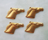Raw Brass Horse Head Stampings With Ring (4) - GB6889-1R Jewelry Finding