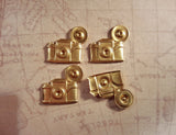 Raw Brass Retro Camera Stampings (4) - GB7049NR