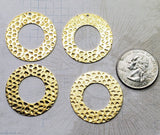 Matte Gold Ox Hammered Brass Circle Charm Stampings (4) - GOBF4