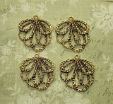 Matte Gold Ox Ornate Layered Flower Charms (4) - GOG087