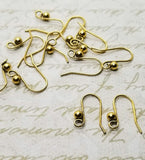 Matte Gold Ox Fish Hook Ear Wires With 3mm Ball (12) - GOL978