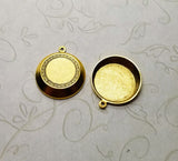 Matte Gold Ox Ornate Round Plaque Charm (2) - GOS1824