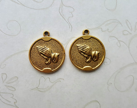 Matte Gold Ox Praying Hands Charms (2) - GOS3039